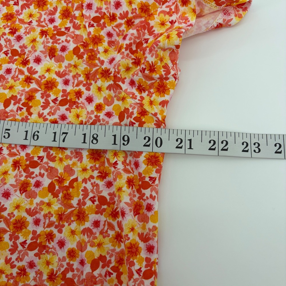 Old Navy Womens T Shirt Orange Floral Print Short Sleeve Crew Neck Top Size L - Picture 5 of 6